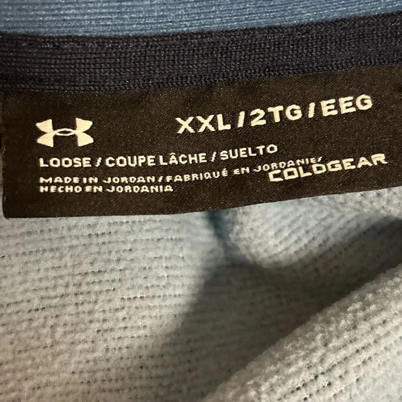 Under Armour Mens 1/4 Zip Sweatshirt Sweaterfleece Storm Loose Coldgear Blue XXL - Picture 14 of 16